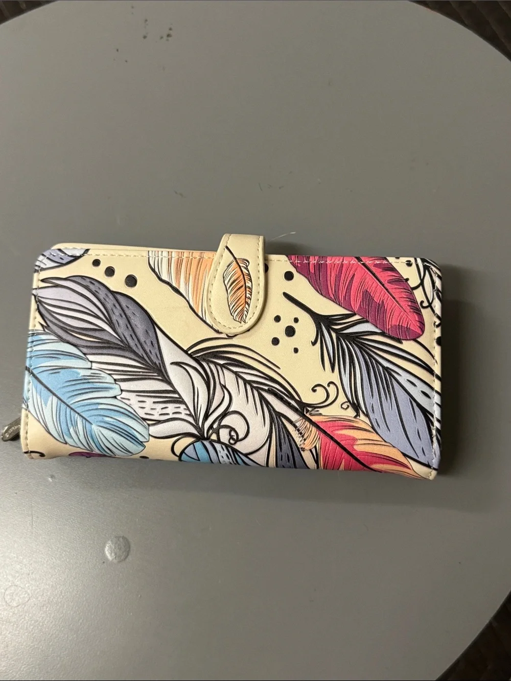 SHAG WEAR Floral Feather Print Wallet – Cream Multicolor
